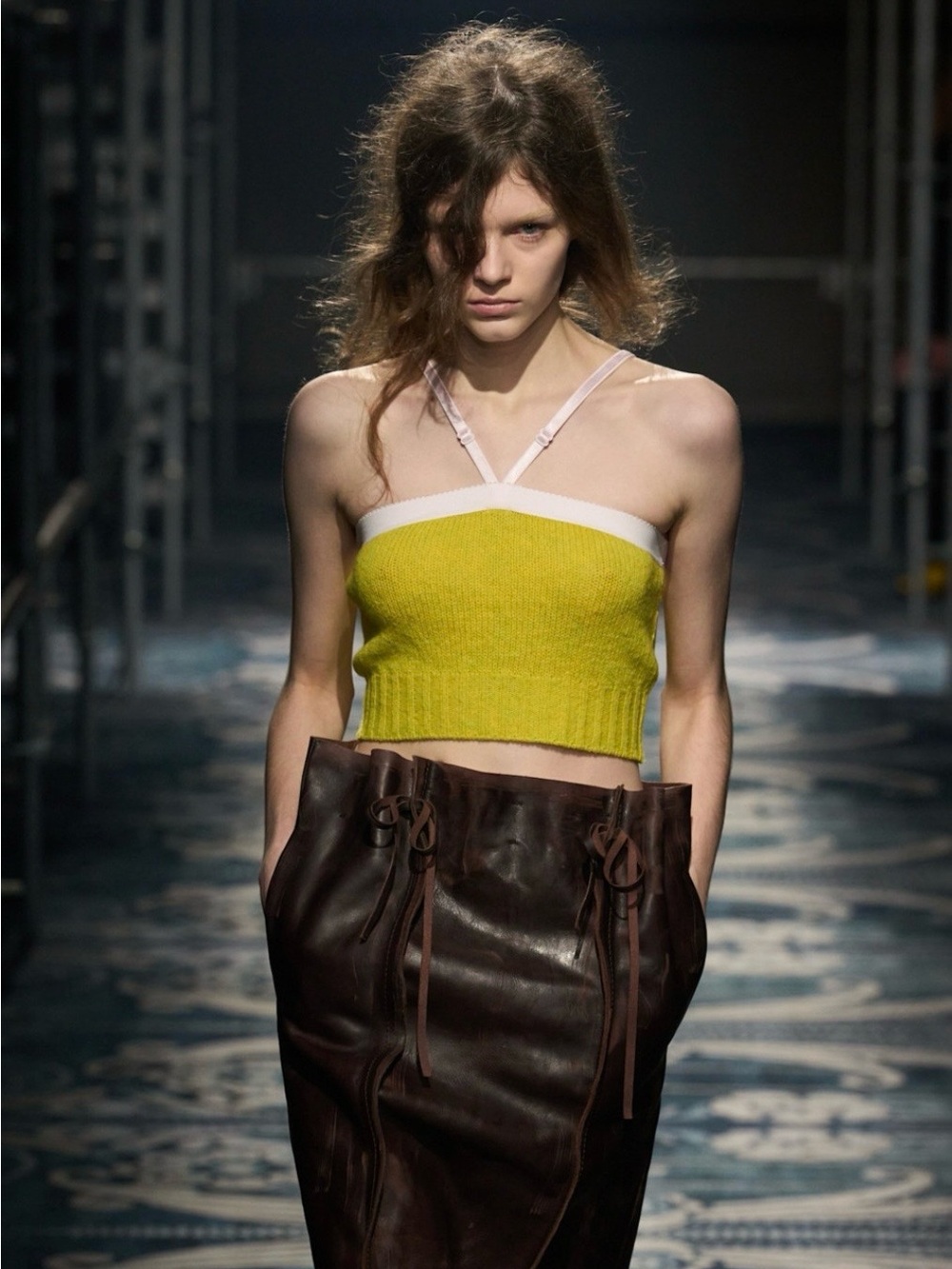 Prada Wool Camisole Top in Chartreuse size 36 F/W 2025